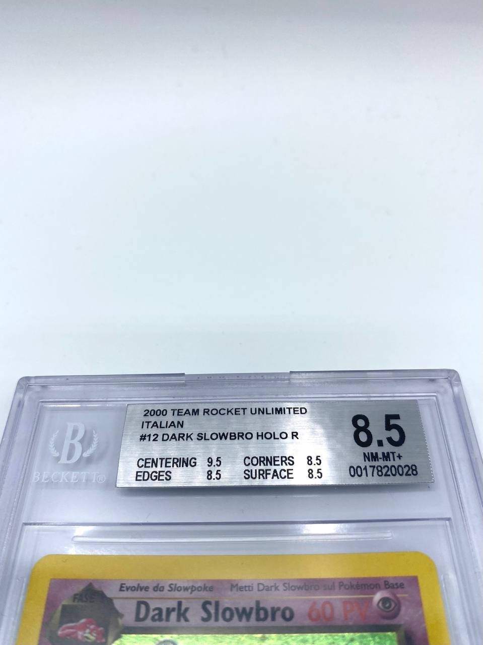 Carta Pokémon Dark Slowbro 1st Edition Holo set Team Rocket 12/82 ITA BGS 8.5