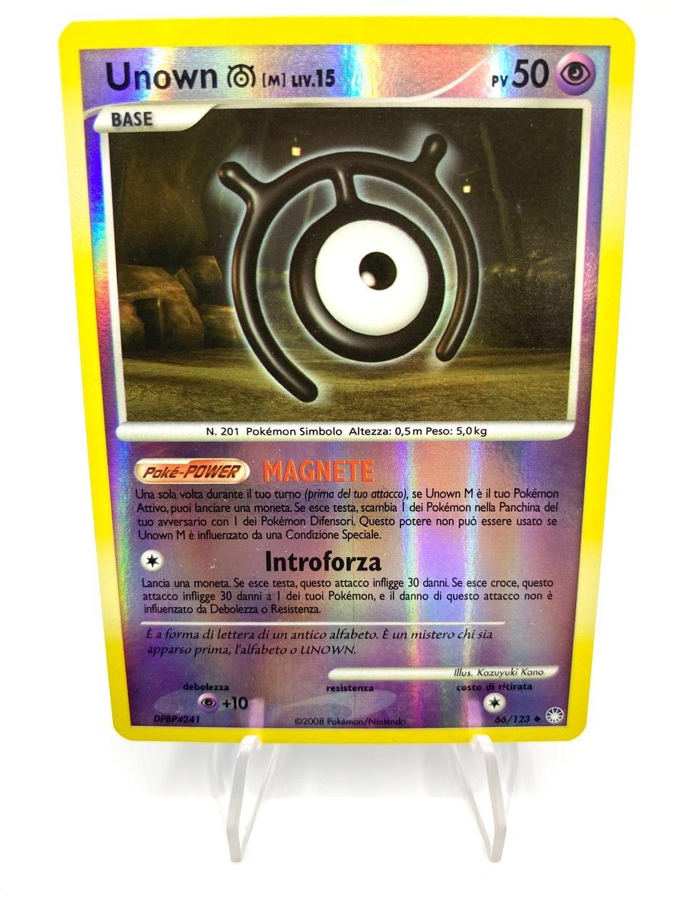 Carta Pokemon Unown M 66/123 set Mysterious Treasures NM Reverse holo Vintage