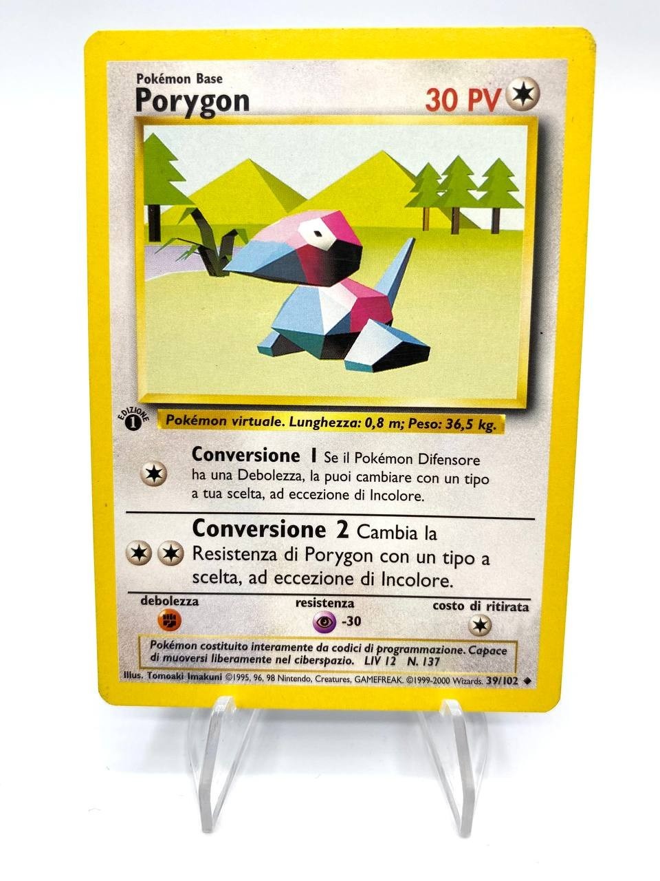 Carta Pokemon Porygon Base Set BS 39/102 1 Edizione Excellent No holo Vintage