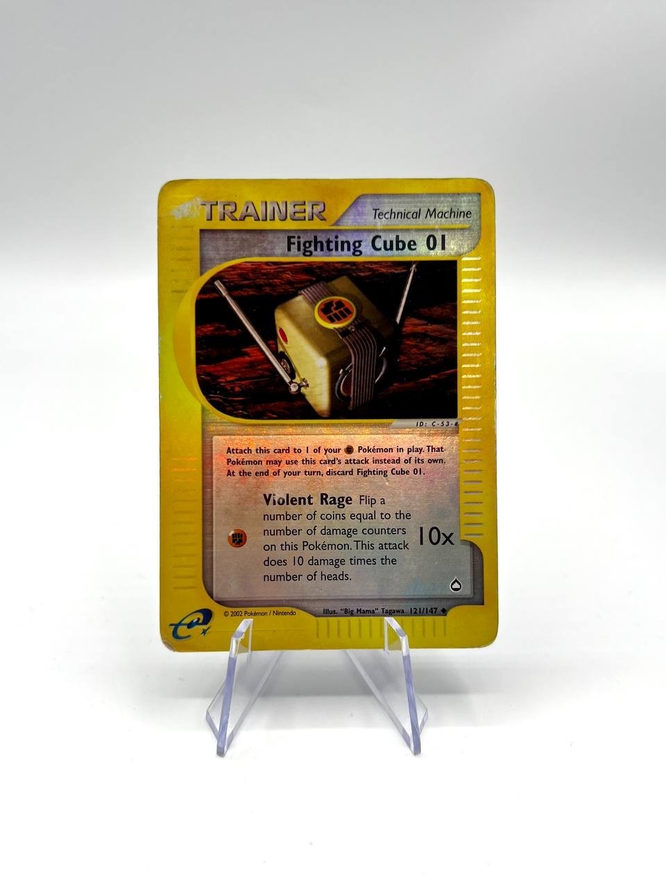 Carta pokemon Fighting Cube 01 121/147 set Aquapolis Reverse holo Inglese Poor