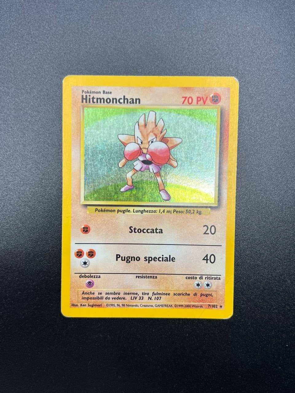 Hitmonchan Holo Set Base 7/102 italiano poor Carta Pokémon Rara Olografica