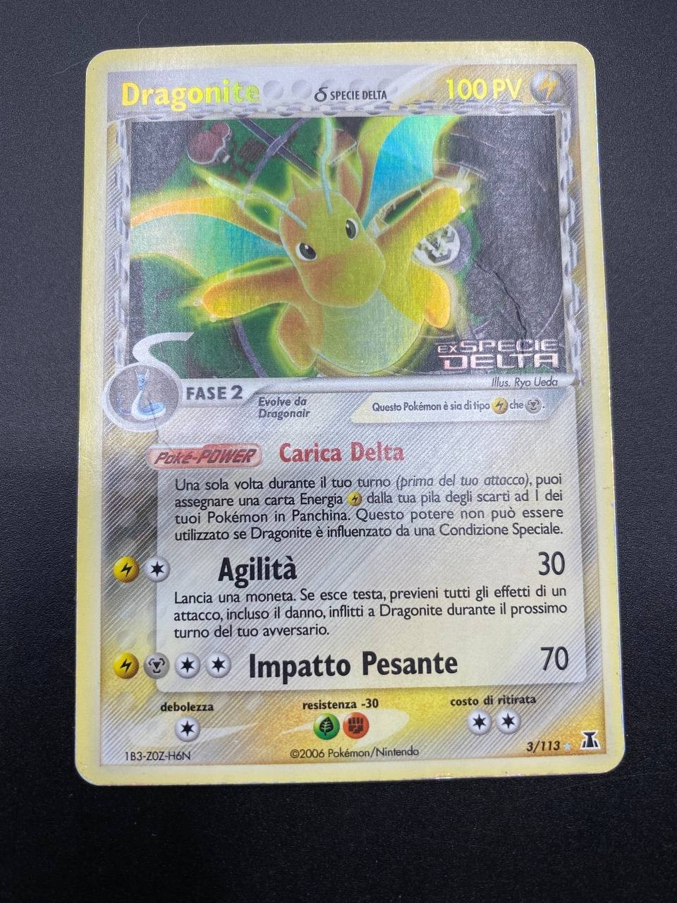 Carta Pokemon Dragonite 3/113 set Delta Specie Stamped Rara Holo Italiano Good