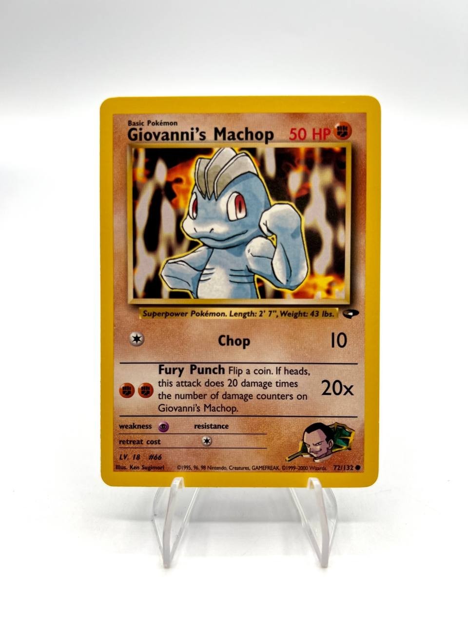 Carta pokemon Giovanni's Machop 72/132 set Gym Challenge Excellent Vintage ENG
