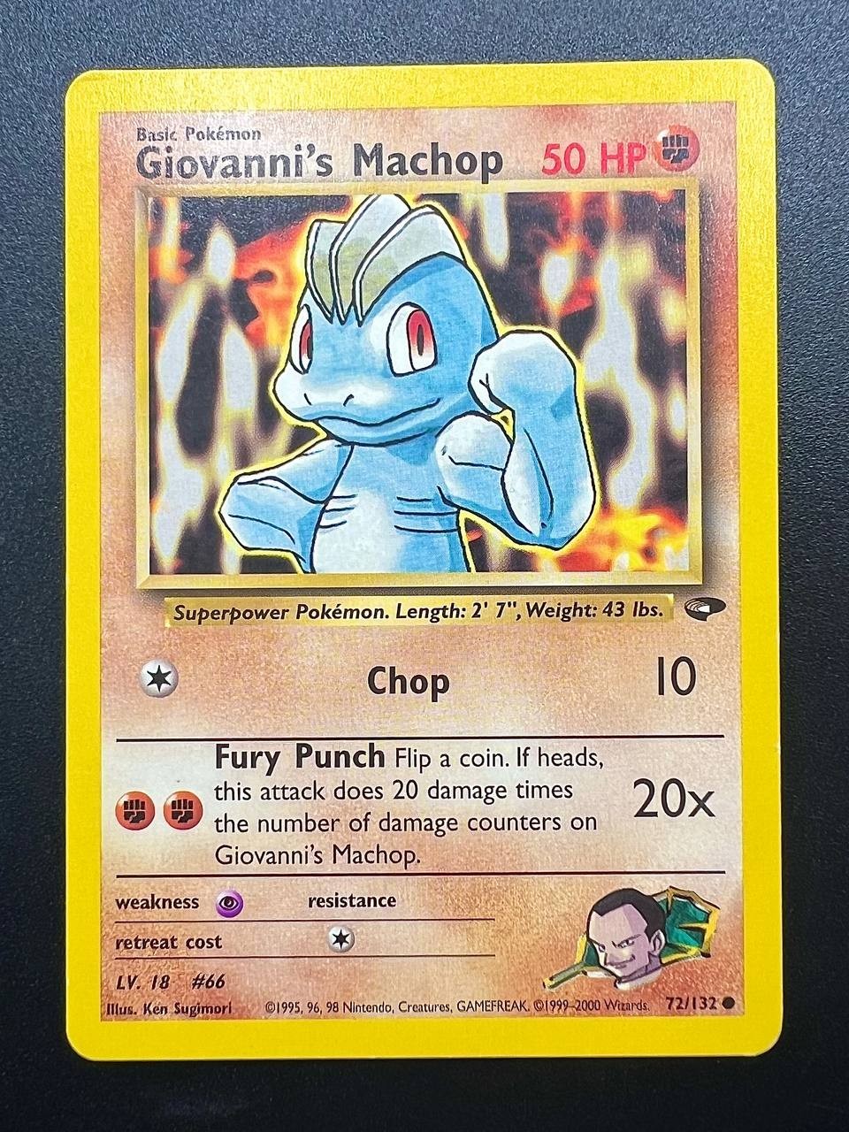 Pokemon Giovanni's Machop 72/132 Gym Challenge GC Vintage Good Inglese No holo