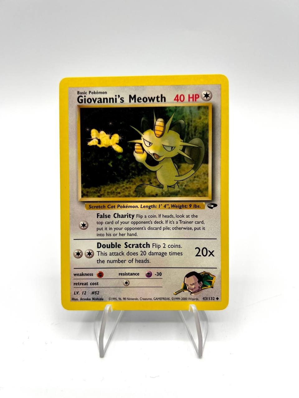Carta pokemon Giovanni's Meowth 43/132 Gym Challenge Excellent Vintage Inglese