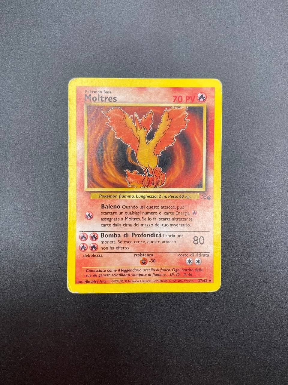 Carta pokemon Moltres 27/62 set Fossil FO no holo Poor Vintage Italiano