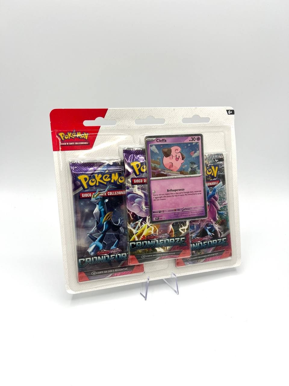 Pokemon set Cronoforze Blister da 3 Buste Promo Cleffa Sealed Italiano