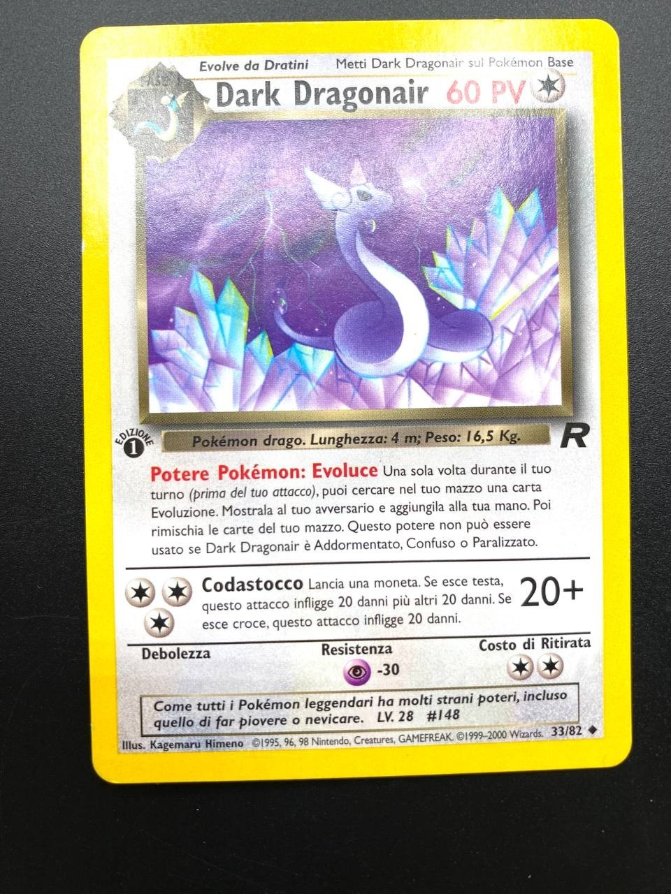 Carta Pokémon Dark Dragonair 33/82 Team rocket Vintage Near mint No holo ITA