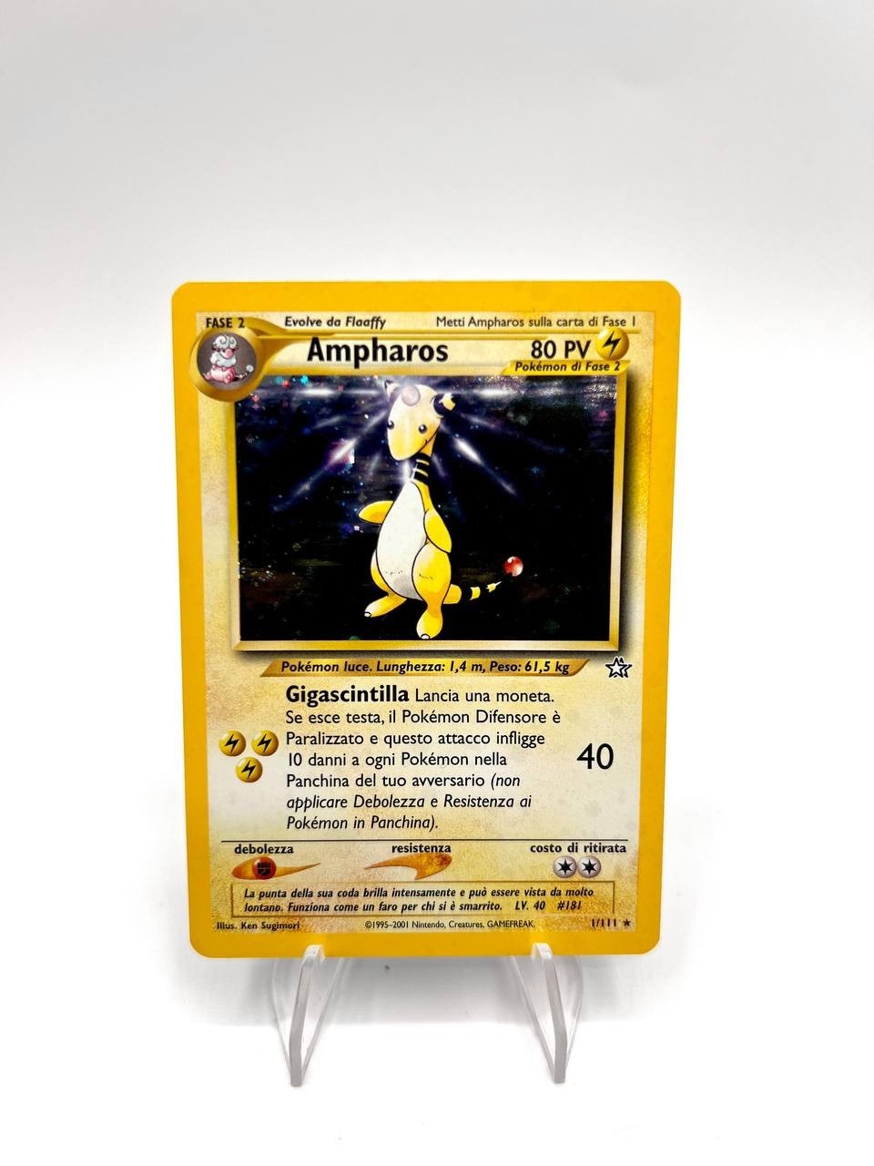 Carta pokemon Ampharos 1/111 set Neo Genesis Holo Excellent Italiano Vintage