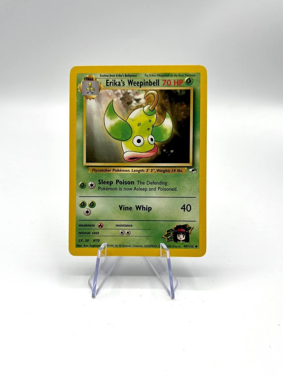 Carta Pokemon Erika's Weepinbell 49/132 set Gym Heroes Vintage Played Inglese