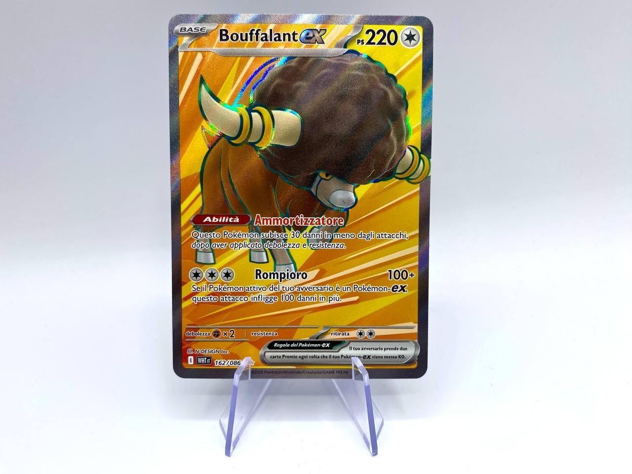 Carta Pokémon Bouffalant ex 162/086 Ultra rara full art set Fuoco Bianco ITA NM
