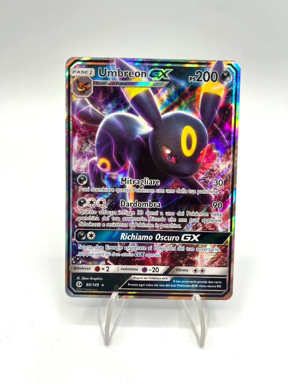 Carta pokemon Umbreon GX 80/149 set sole e luna Italiano Holo Excellent