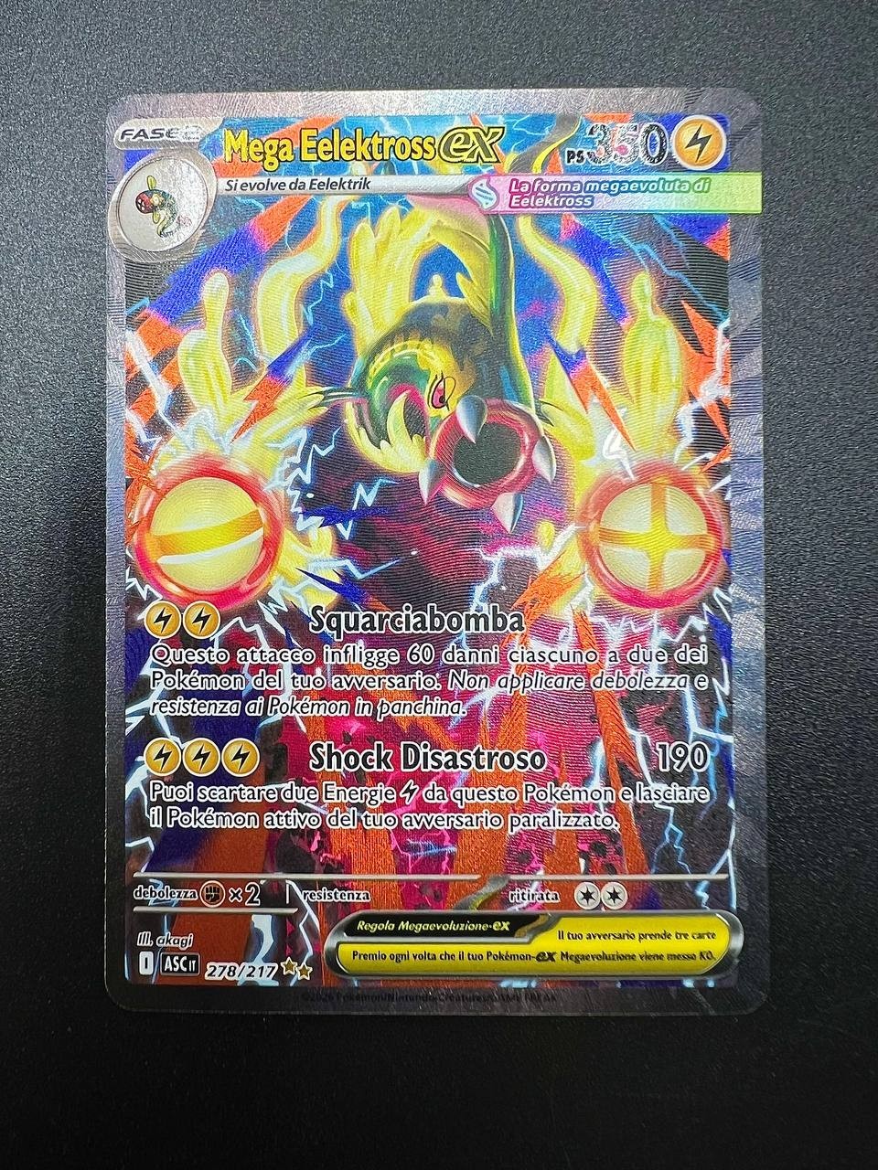 carta pokemon mega elektross ASC 278 ascesa eroica italiano near mint alt art