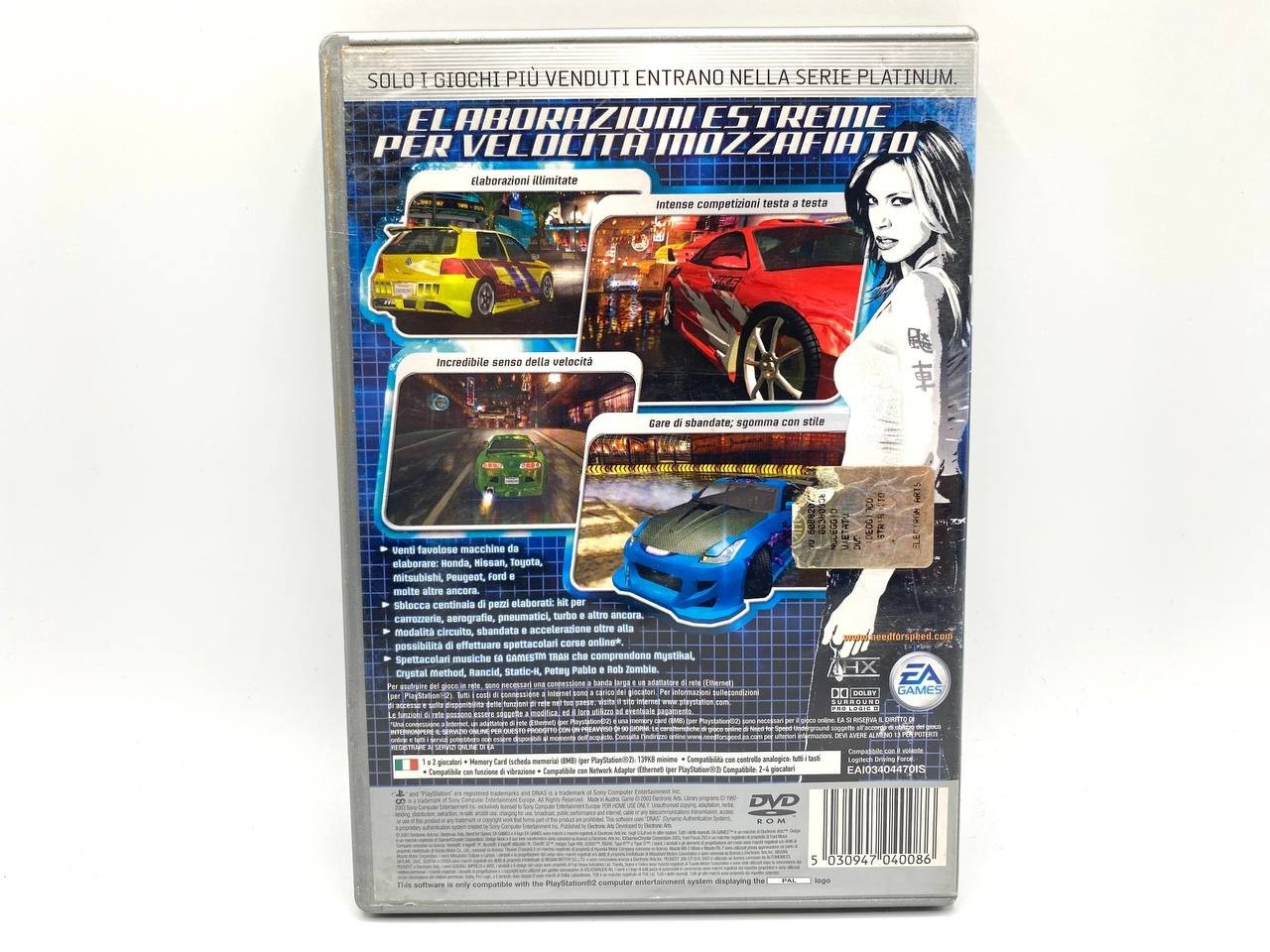 Need for Speed Underground PS2 PlayStation 2 ITALIANO ITA COMPLETO PLATINUM