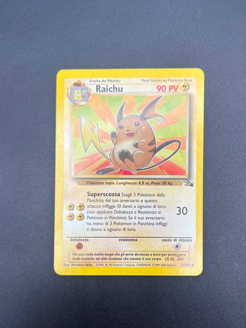 Raichu 29/62 set Fossil FO Italiano Carta Pokémon Vintage Excellent Vintage
