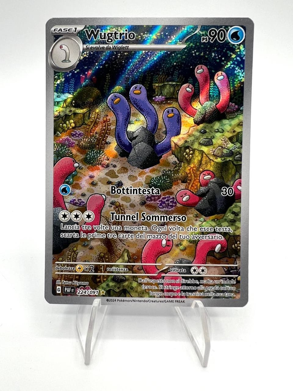 Carta Pokemon WUGTRIO PAF 224/091 set Destino di Paldea Italiano Near Mint Holo