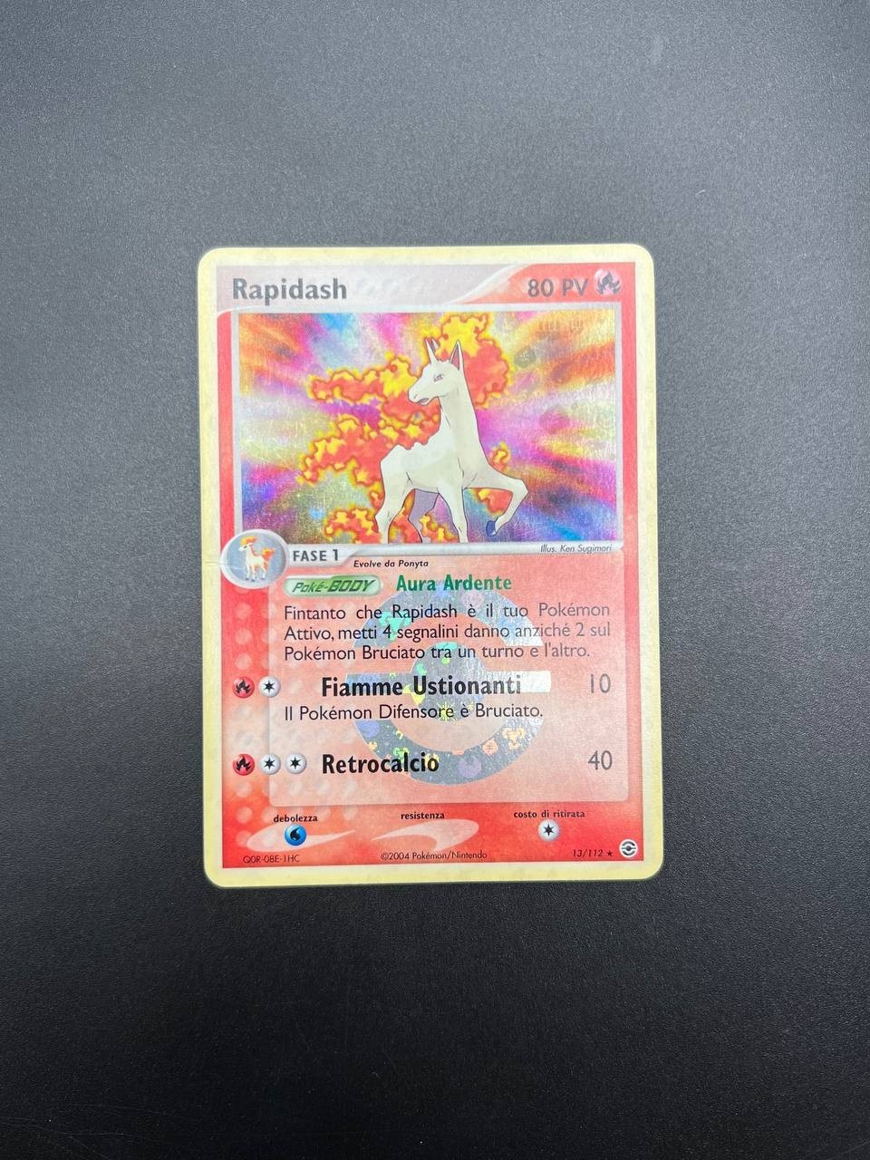 Carta Pokemon Rapidash EX Rosso Fuoco e Verde Foglia Reverse Holo 13/112 Poor