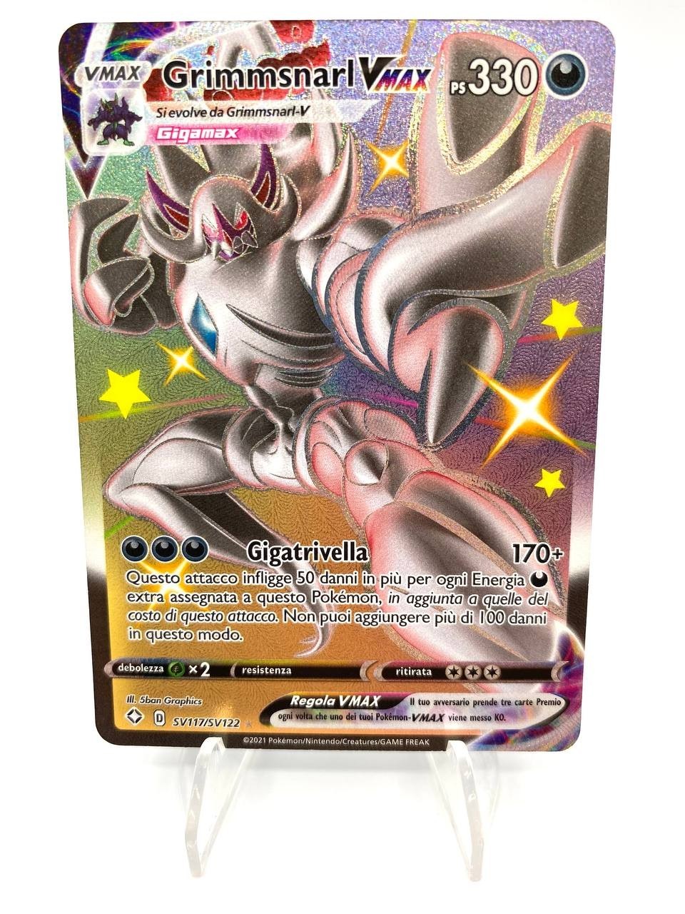 Carta Pokemon Grimmsnarl VMAX SV117/SV122 Set destino splendente Italiano NM