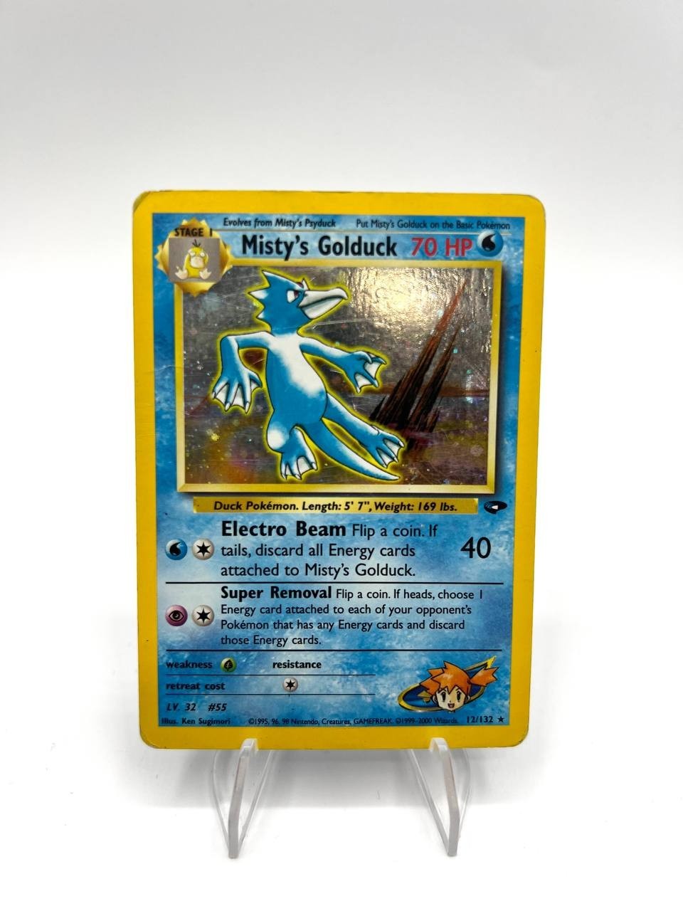 Carta pokemon Misty's Golduck 12/132 Gym Challenge Holo Inglese Played Vintage