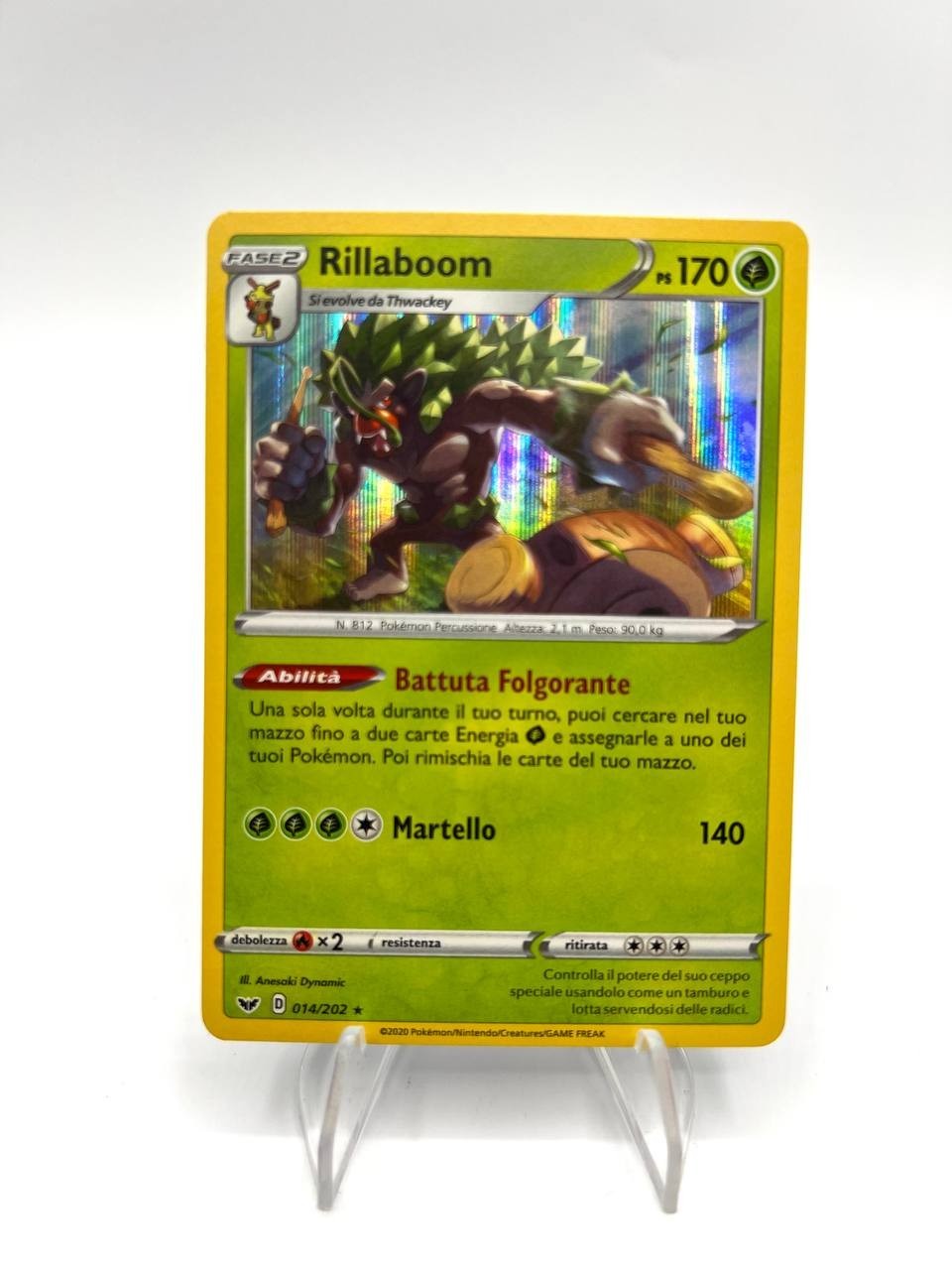 Carta pokemon Rillaboom 014/202 Holo set Spada e scudo Italiano Near mint