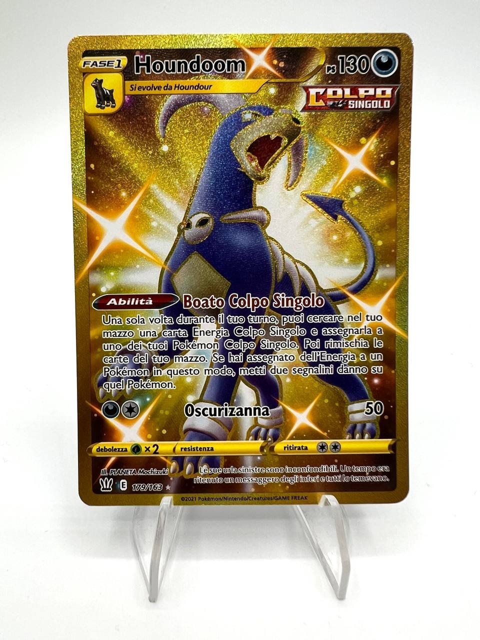 Carta pokemon Houndoom 179/163 set Stile di lotta Italiano Stamped Holo NM