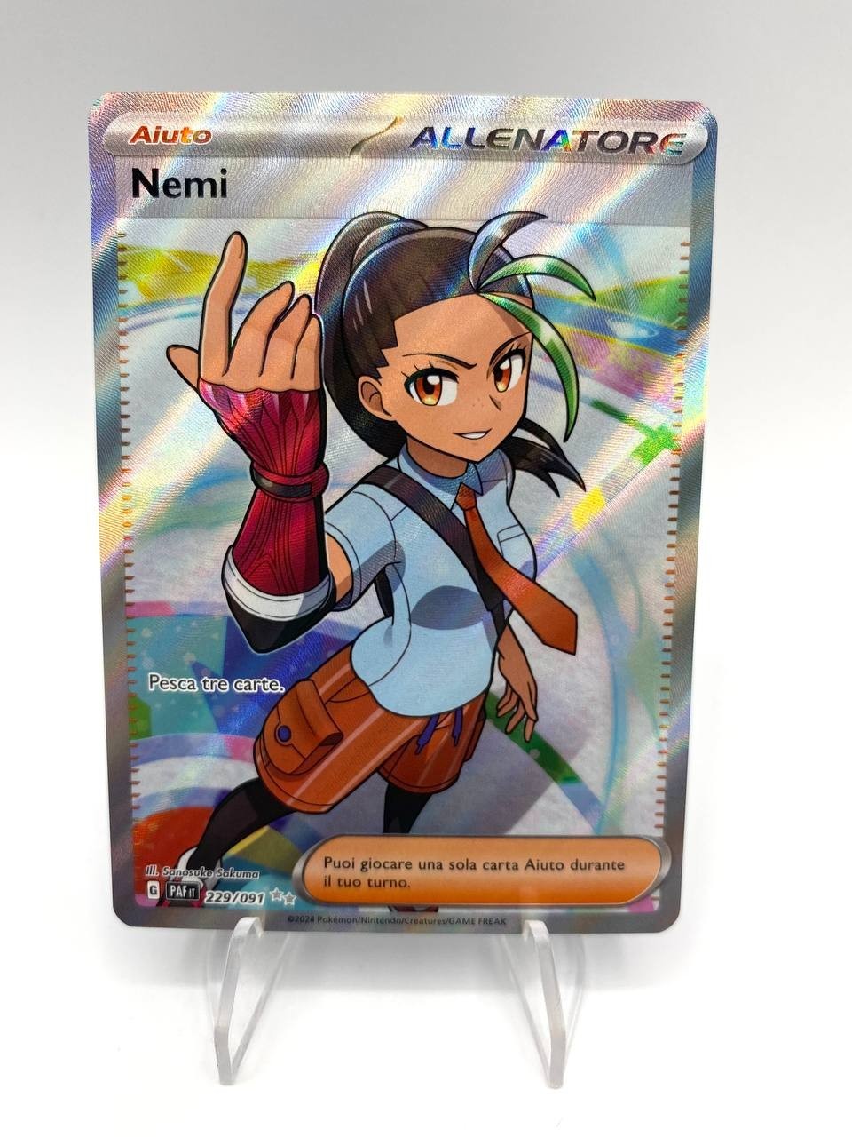 Carta Pokemon Nemi 229/091 set Destino di Paldea PAF Italiano Near Mint Full art