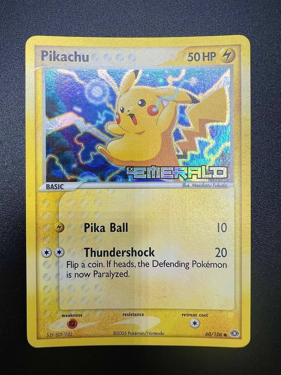Carta pokemon Pikachu 60/106 set EX Emerald Stamped Holo Inglese Excellent