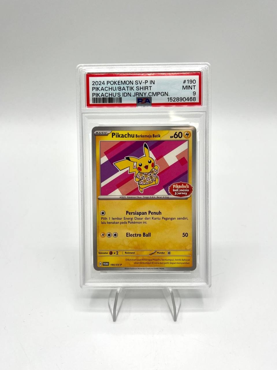 pikachu batik shirt esclusiva indonesia journey promo 2024 sv-p 190 psa 9 mint