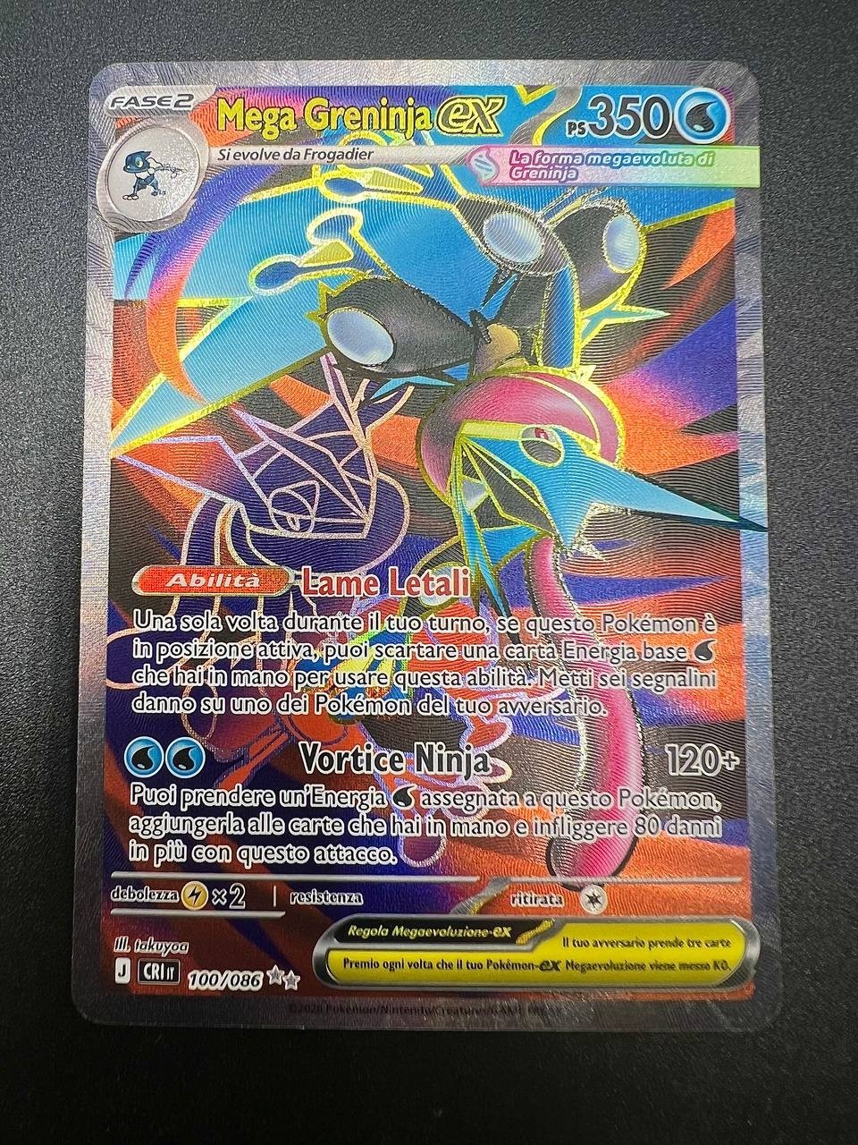Carta MEGA GRENINJA ex CRI 100/086 Caos Nascente Italiano Near Mint Carta Ita NM