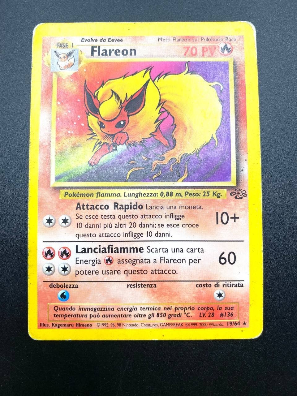 Carta Pokemon Flareon 19/64 set Jungle JU Vintage Poor Italiano no holo