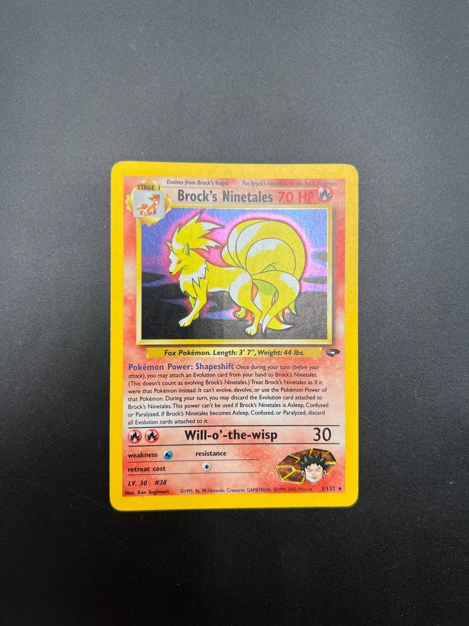 Carta Pokemon Brock's Ninetales 3/132 Gym Challenge Holo good Vintage Inglese