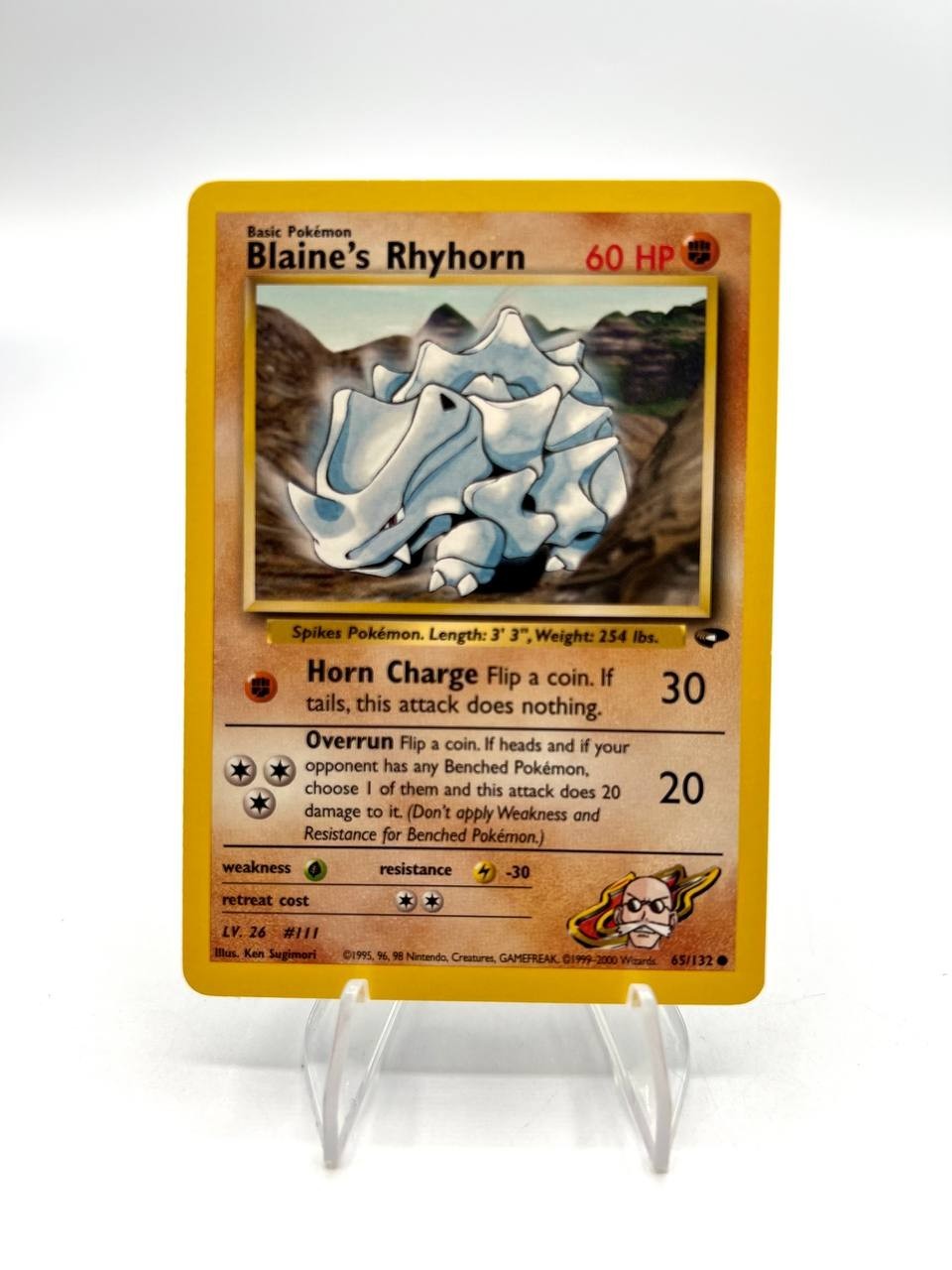 Carta pokemon Blaine's Rhyhorn 65/132 set Gym Challenge Excellent Vintage ENG