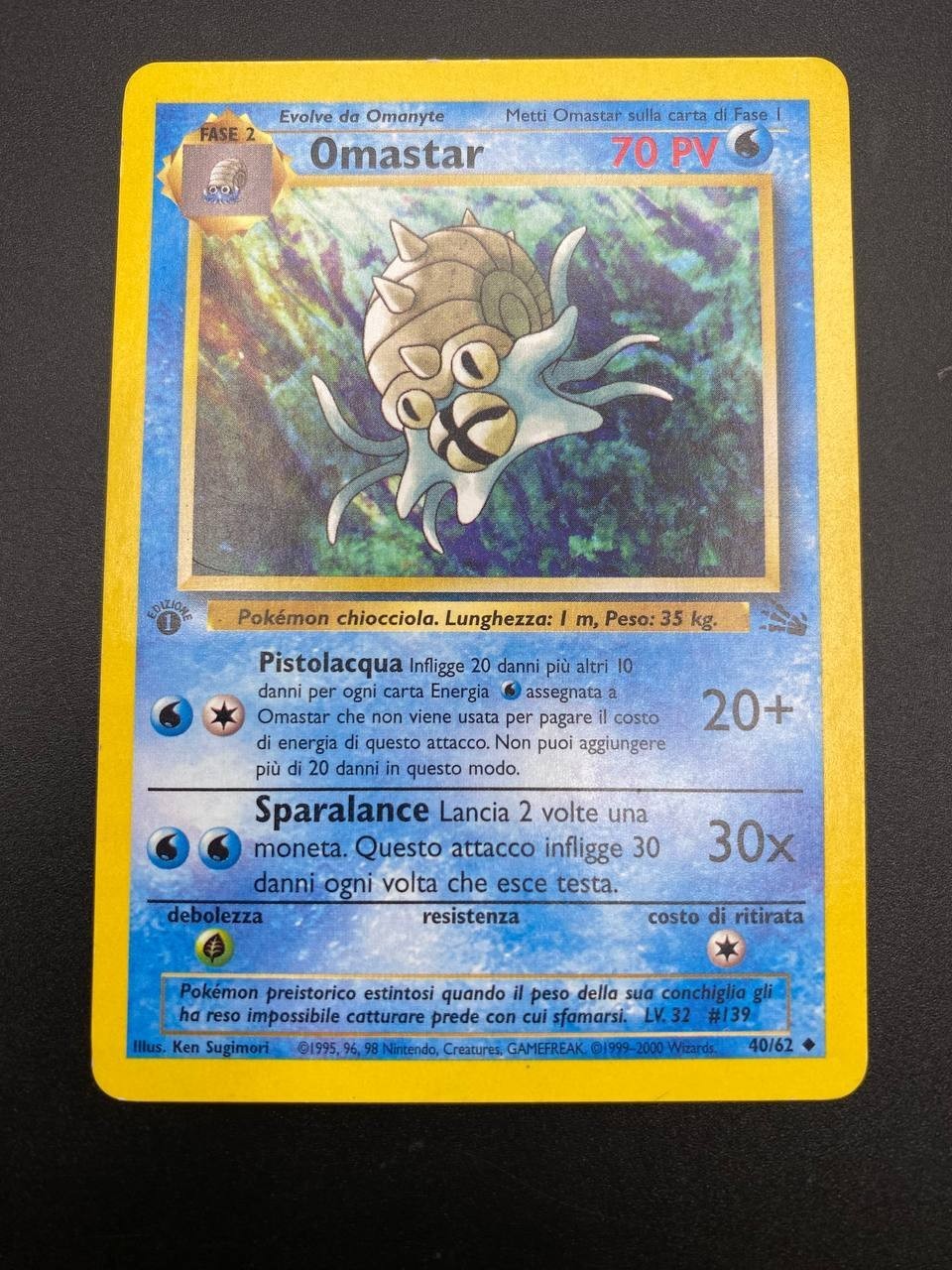 Carta pokemon Omastar 40/62 No Holo 1a Edizione Fossil FO Italiano EXC Vintage