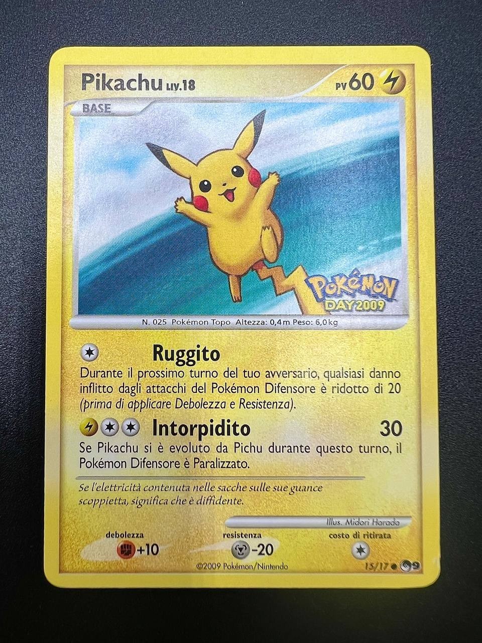 Pokemon Pikachu Pokemon Day Stamp 2009 15/17 Stamped POP Serie 9 Italiano EXC