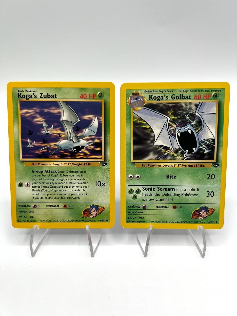 Lotto Pokemon Gym Challenge Koga's Golbat 46/132 Koga's zubat 83/132 EXC ENG
