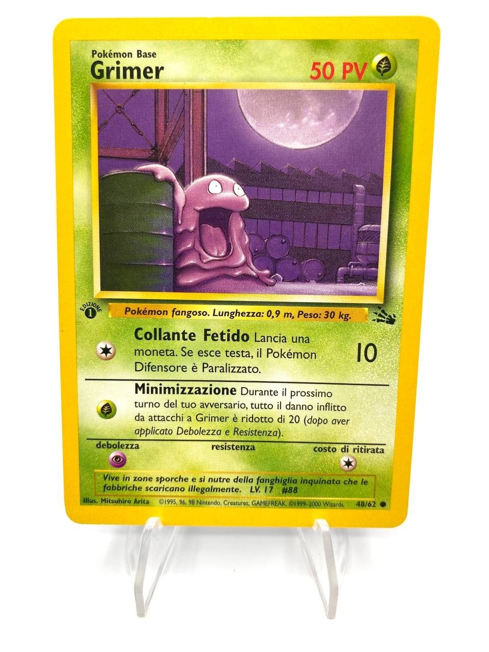 Carta pokemon Grimer 48/62 1 Edizione set Fossil FO Italiano Excellent Vintage