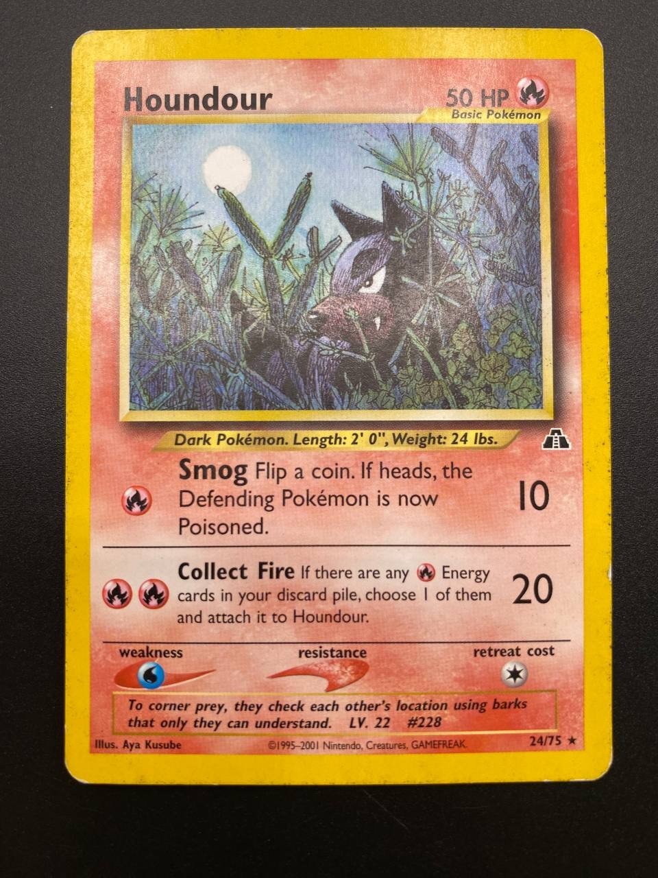 Carta Pokemon Houndour 24/75 set Neo Discovery No Holo Vintage Good Inglese