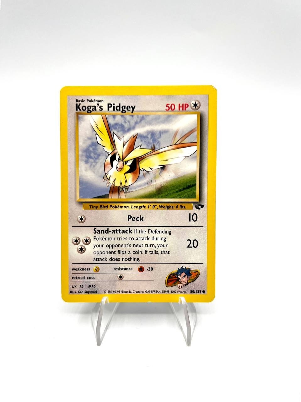 Carta pokemon Koga's Pidgey 80/132 set Gym Challenge Excellent Vintage Inglese
