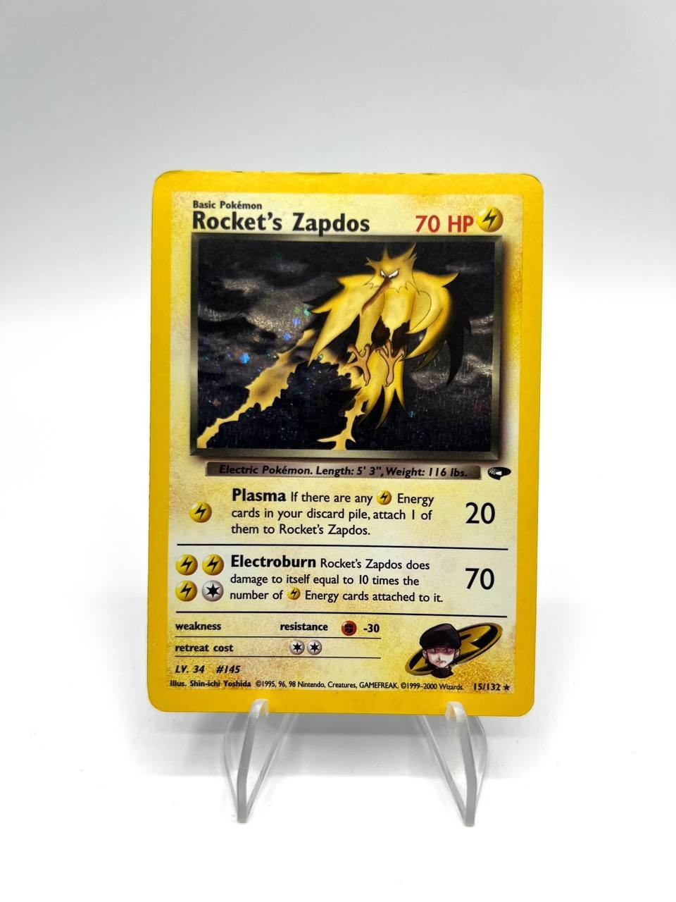 Carta pokemon Rocket's Zapdos 15/132 set Gym Challenge Holo Excellent Inglese