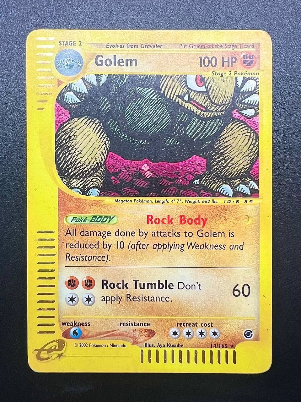 Carta Pokemon Golem Holo 14/165 EX Expedition Inglese Vintage Good No holo