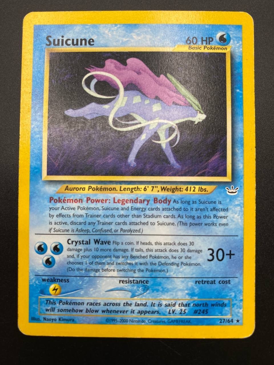Carta pokemon Suicune 27/64 set Neo Revelation Vintage no Holo Italiano Played