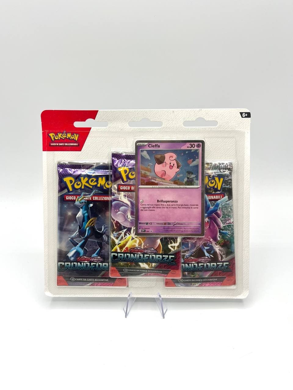 Pokemon set Cronoforze Blister da 3 Buste Promo Cleffa Sealed Italiano