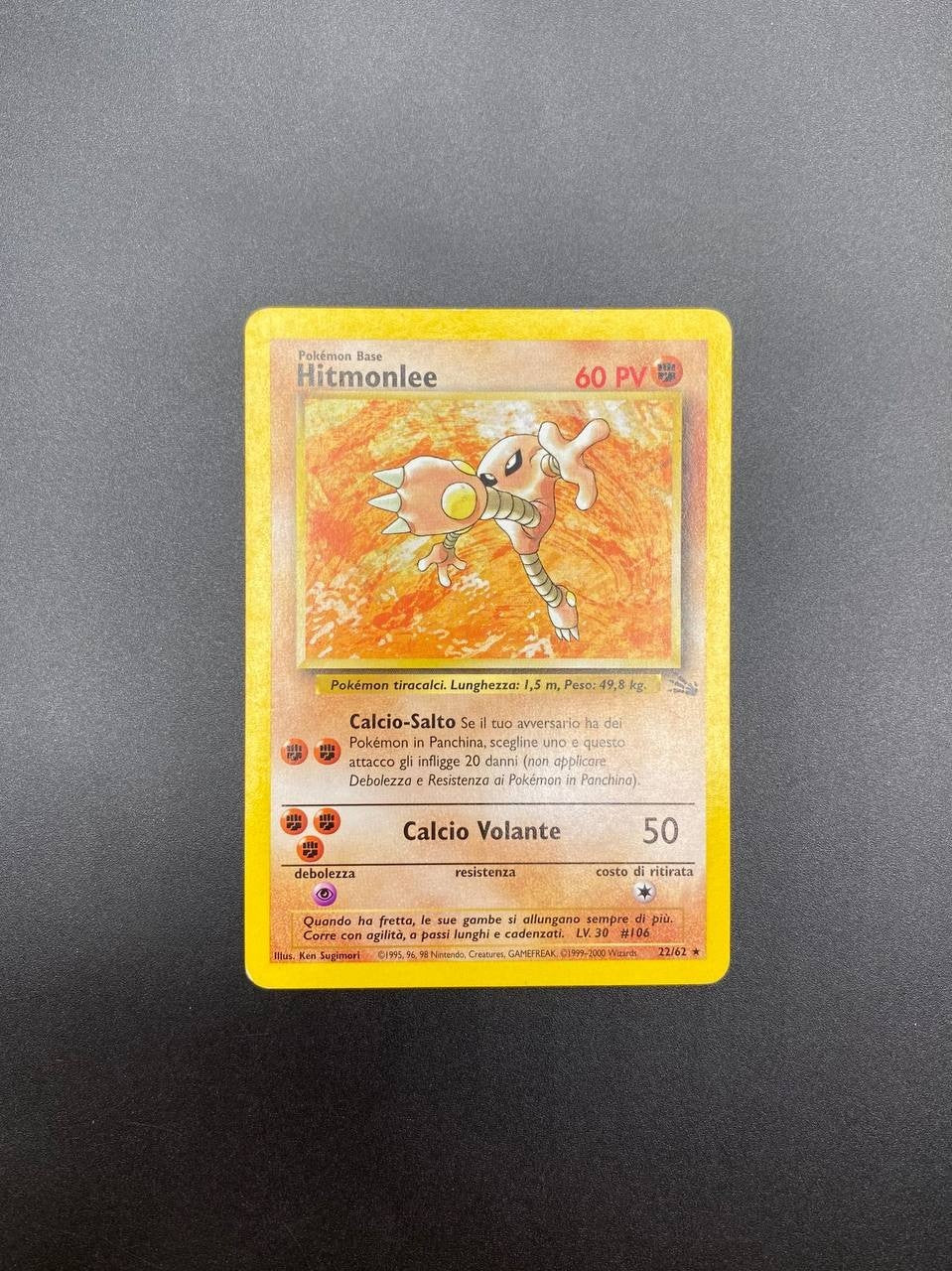 Carta pokemon Hitmonlee 22/62 set Fossil FO Italiano Vintage Good no holo