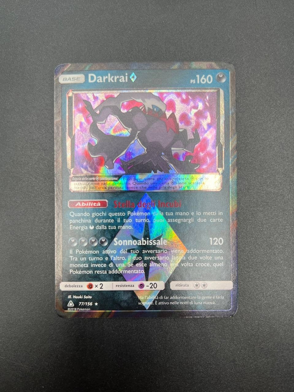 Carta Pokemon set Ultra Prisma Darkrai 77/156 Holo reverse Italiano Excellent