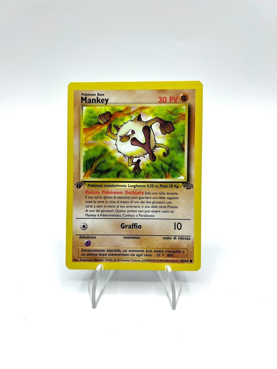 Carta pokemon Mankey 55/64 1a edizione Vintage set Jungle JU Italiano Excellent