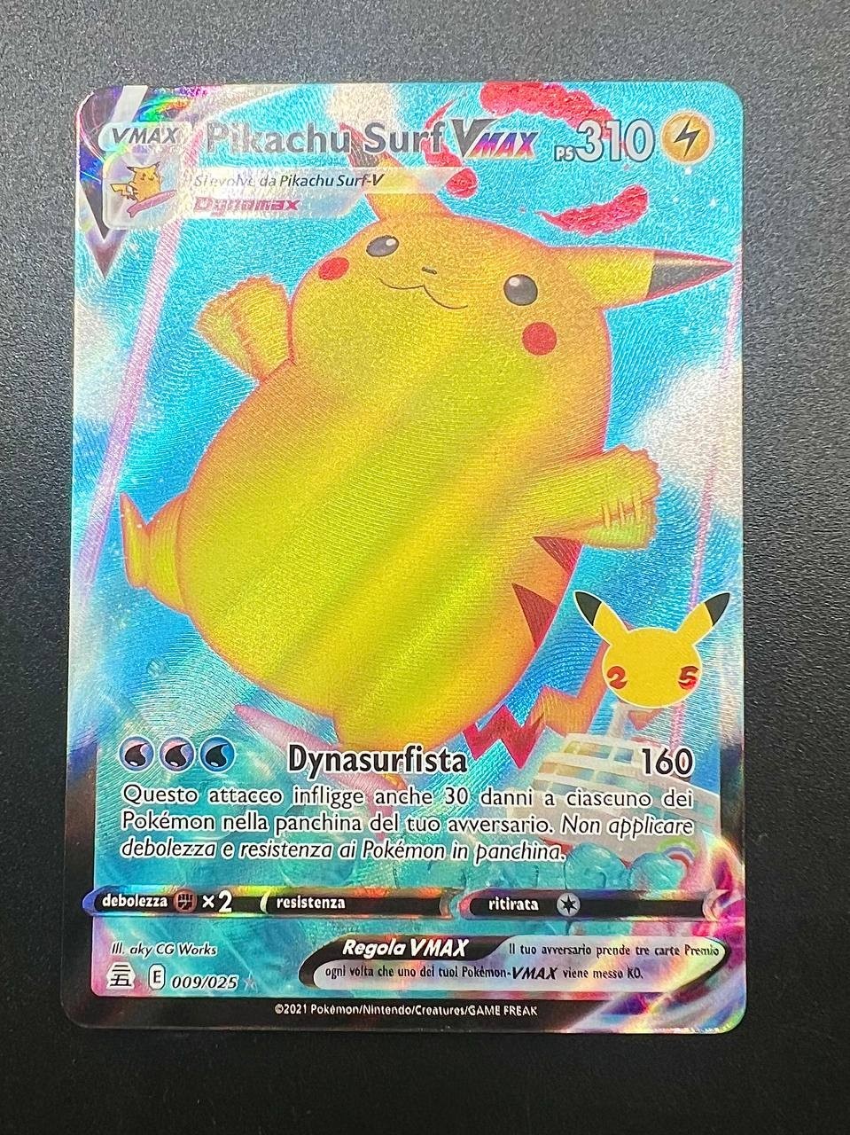 Pokemon Pikachu Surf V max 009/025 Gran festa 25th Anniversario Italiano NM