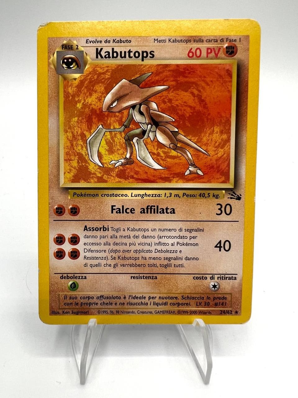 Carta pokemon Kabutops 24/62 Fossil FO No Holo Vintage Played Italiano