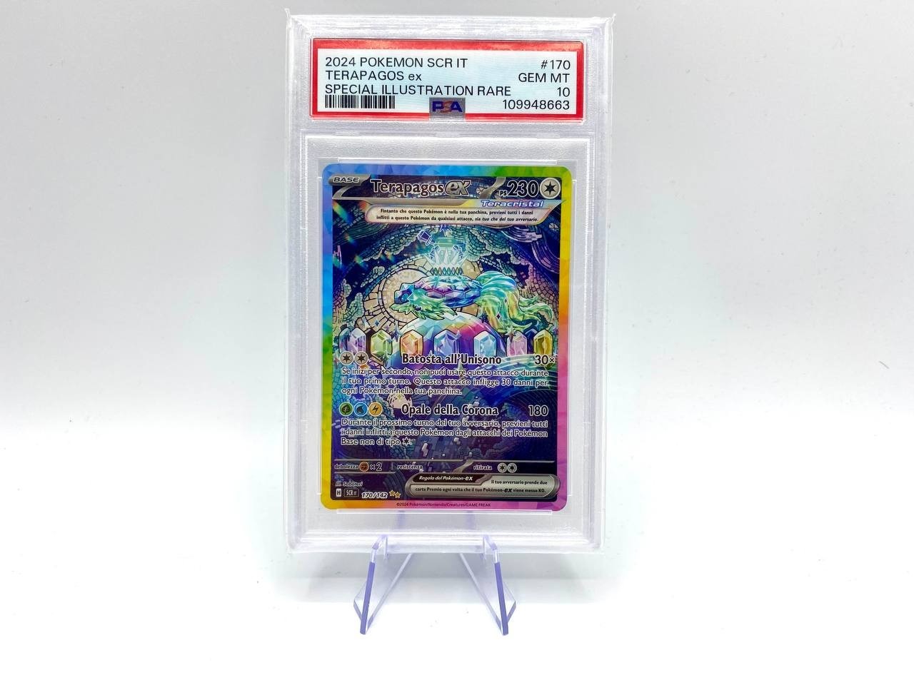 Carta pokemon Terapagos EX SCR 170/142 set evoluzioni prismatiche ITA PSA 10