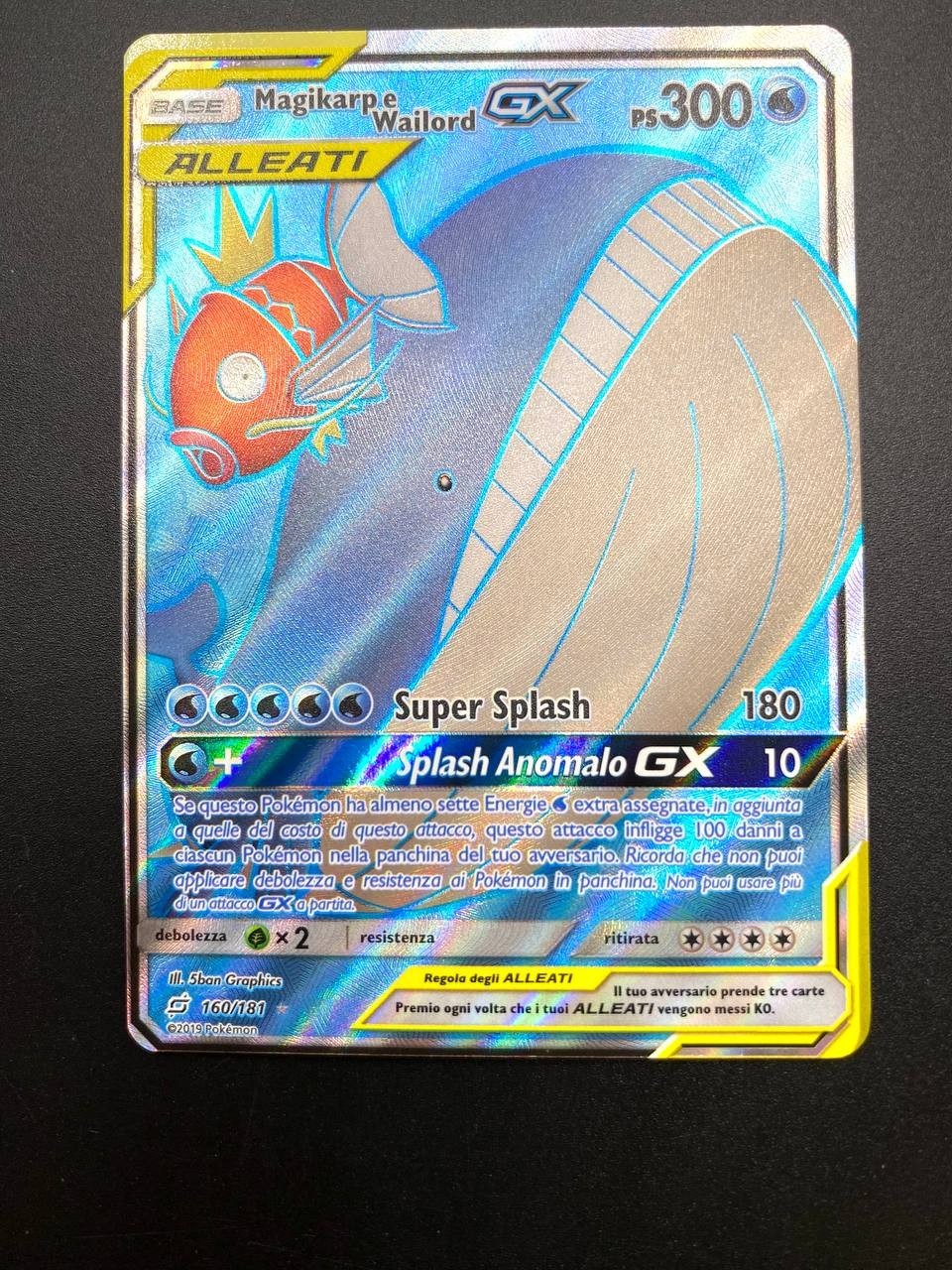 Carta Pokemon Magikarp e Wailord GX 161/181 Gioco di Squadra Italiano Excellent