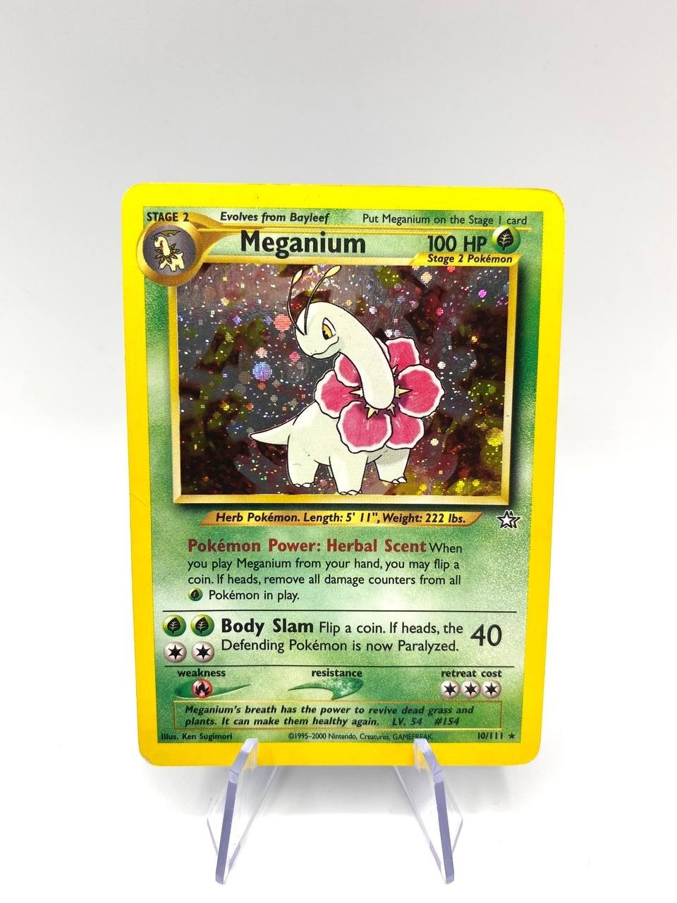 Carta Pokèmon Meganium Rara Holo 10/111 Neo Genesis 2001 Vintage Inglese Holo